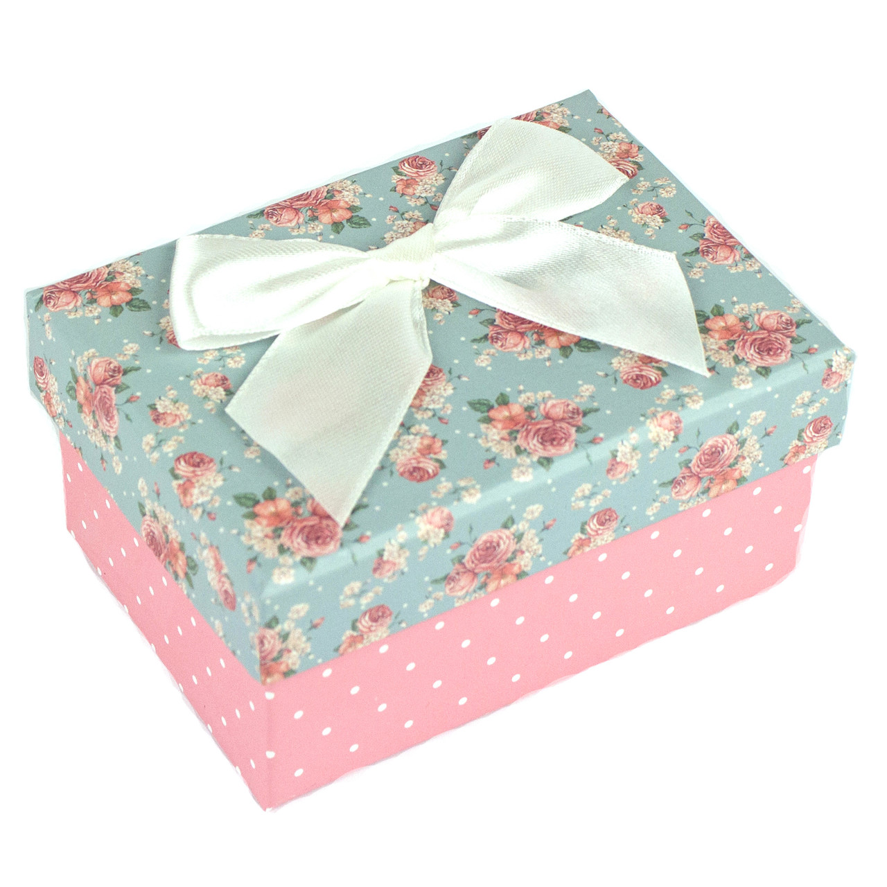 Подарочная коробка с розочками и белым бантом 11.5 x 9.8 x 5.2 см - фото 2 - id-p397415938