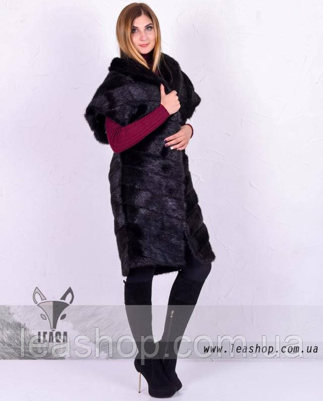 Длинная жилетка из натурального меха нутрии Жилетка из меха нутрии
