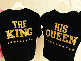 Чорна футболка the king his queen gold logo | парні для закоханих