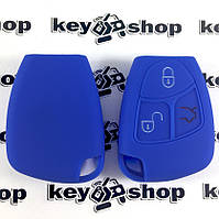 Чехол (синий, силиконовый) для авто ключа Mercedes (Мерседес) 3 кнопки