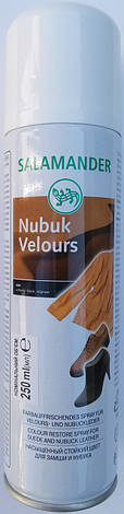 Аерозоль фарба чорна "Nubuk Velours" Salamander для нубуку та замші 250 мл, фото 1