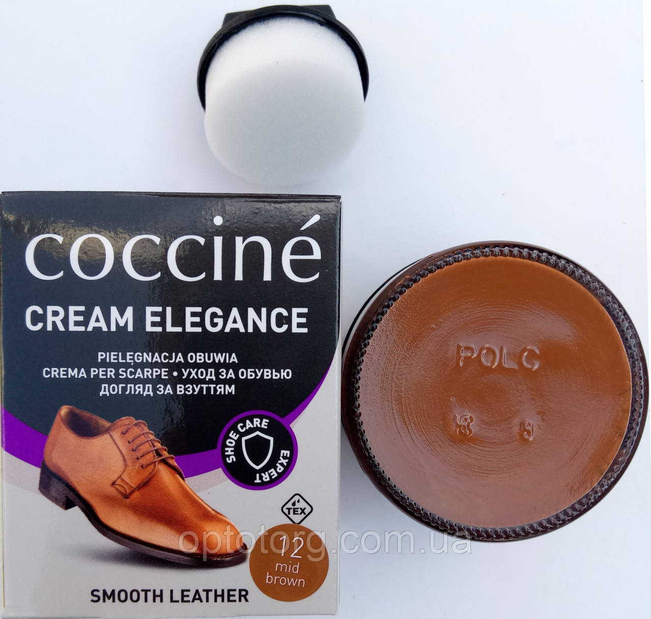 Крем Середньо коричневий Кочині Coccine для гладкої шкіри з губкою 50мл