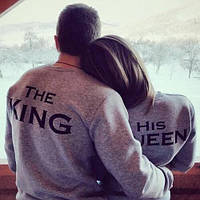 Cірий cвітшот | кофта the king his queen black logo