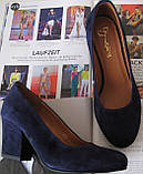 Nona! жіночі якісні класичні туфлі замшеві сині взуття на підборах 7,5 см черевики, фото 6