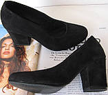 Nona! жіночі якісні класичні туфлі замшеві чорні взуття на підборах 7,5 см черевики, фото 6