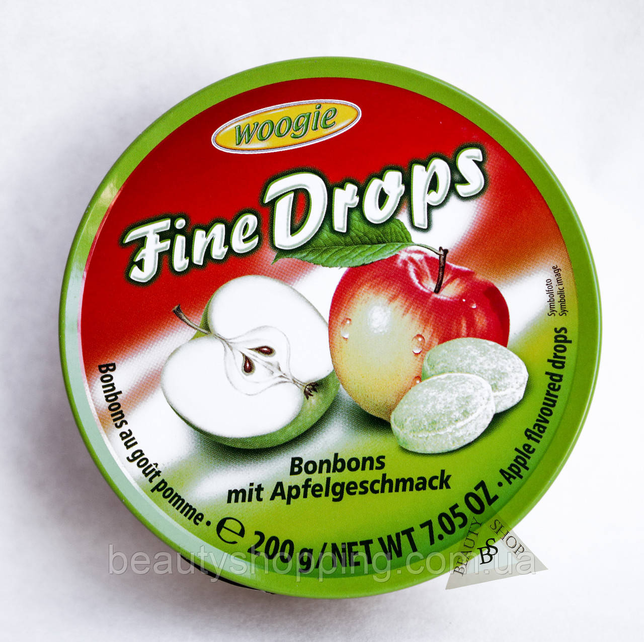 Льодяники Fine Drops Woogie льодяники зі смаком яблука 200 г, фото 1