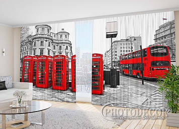 Фото Штори "Лондонський автобус" 2,7м*2,9м (2 полотна по 1,45м), тасьма
