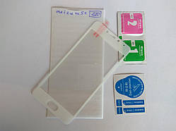 Захисне скло повноекранное з білими рамками для Meizu m5c біле 2,5d  