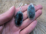Сережки з каменем хризоколла в сріблі. Сережки з хризоколлой, фото 2