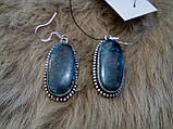Сережки з каменем хризоколла в сріблі. Сережки з хризоколлой, фото 4