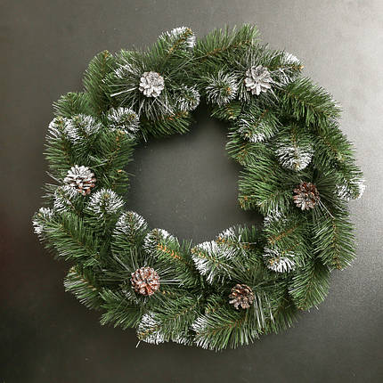 Вінок новорічний з шишками 50 см ялина їли ялинка ялинки ялинка ялинки сосна штучна штучна ялинка ялинки й919ув, фото 1