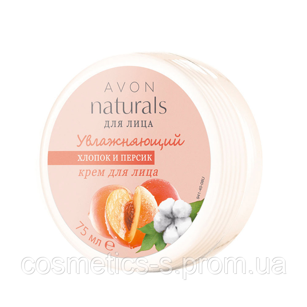 Зволожуючий крем для обличчя Avon Naturals "Бавовна і персик", 73629, Ейвон, 75 мл