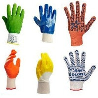 Рабочие перчатки различных типов: кожаные, текстильные, с покрытием