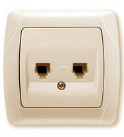 Розетка телефонна подвійна (2 X RJ11) кремова VIKO Carmen