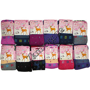 Колготки махрові дитячі для дівчаток з оленями ТМ "Золото" 2-10 років Оптом A818