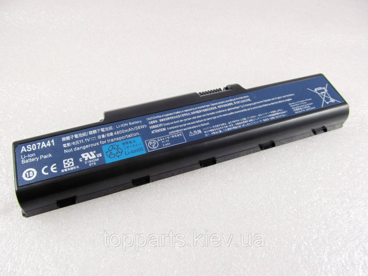 Батарея для ноутбука Acer AS07A74, 4800mAh, 6cell, 11.1V, Li-ion, чорна, ОРИГІНАЛЬНА