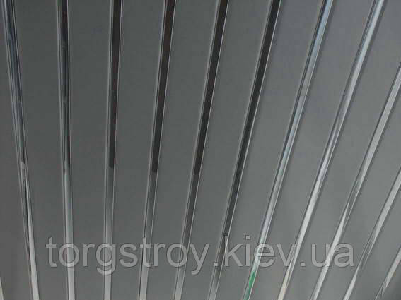 Рейковий алюмінієвий підвісна стеля: сірий металік з дзеркальною вставкою Металік з дзеркальною вставкою