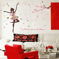 Вінілова наклейка на стіну Балерина та квіти (лист 60 х 90 см) Б60, фото 3