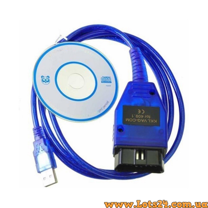 Адаптер VAG-COM 409.1 RUS USB OBD2 кабель діагностичний автосканер K-Line KKL + сервісне ПЗ