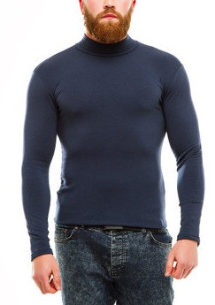 Водолазка гольф чоловічий Leliss однотонний класичний з коміром теплий на флісі темно-синій