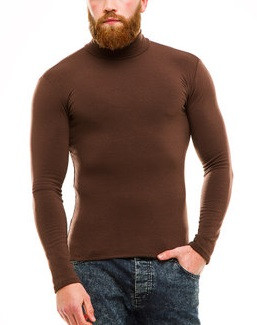 Водолазка гольф чоловічий Leliss однотонний класичний з коміром теплий на флісі шоколадний