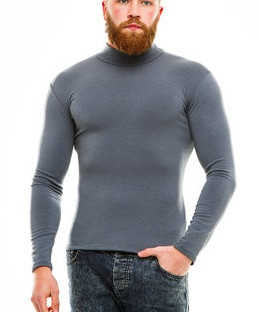 Водолазка гольф чоловічий Leliss однотонний класичний з коміром теплий на флісі темно-сірий