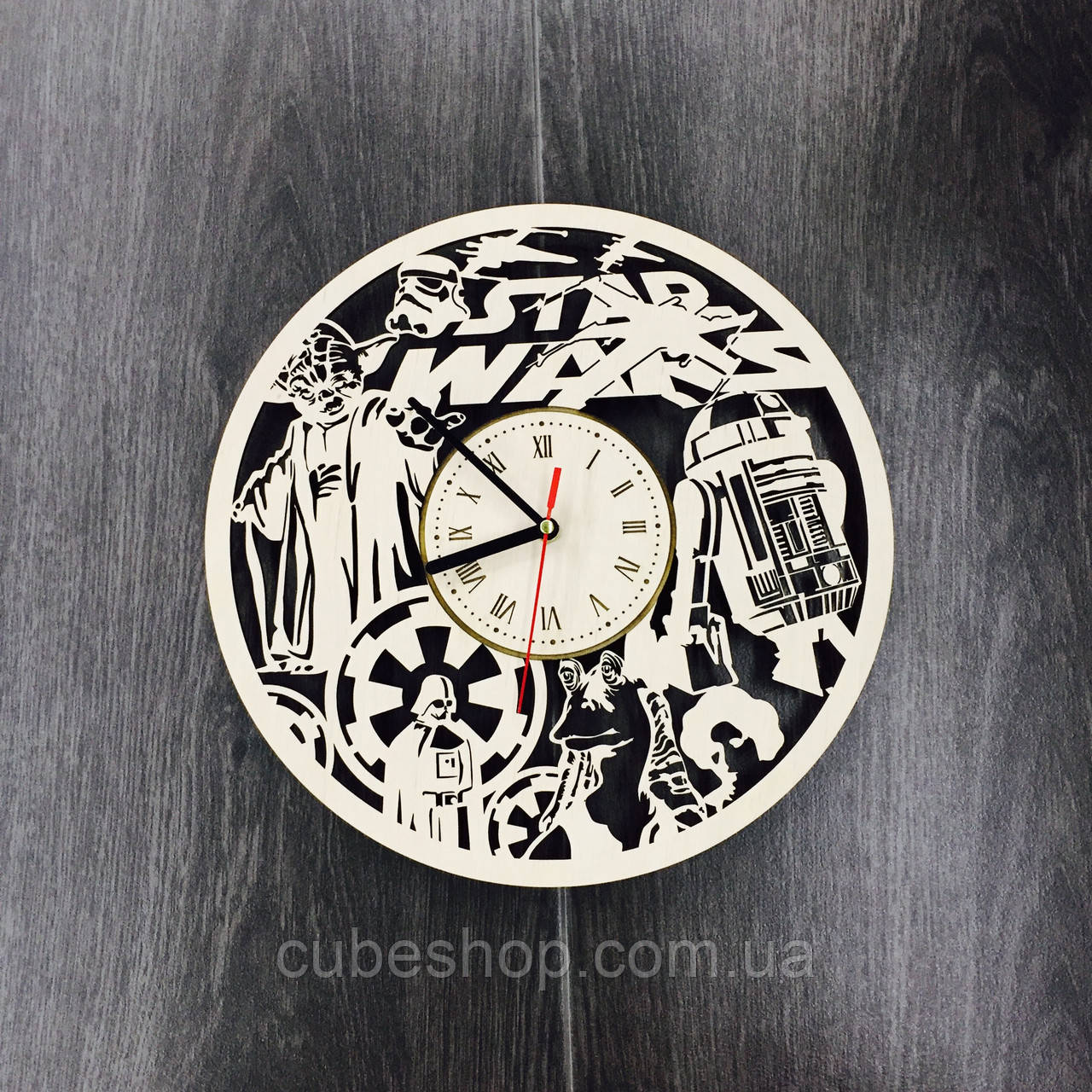 Годинник настінний із берези Планета Зоряних Війн, фото 1