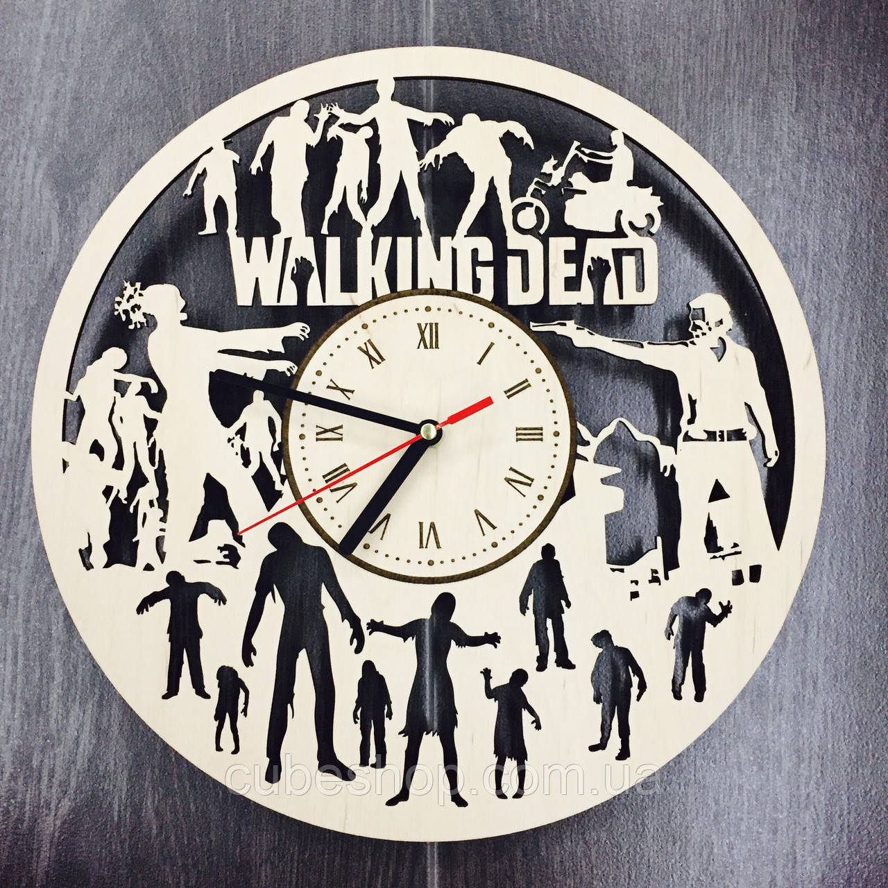 Настінний дерев'яний годинник Walking Dead, фото 1