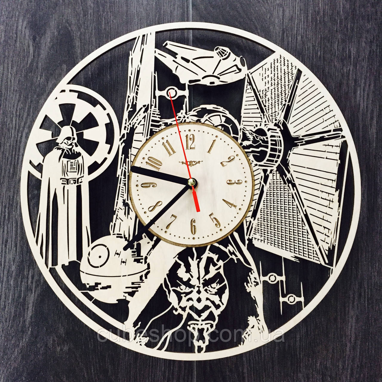 Дерев'яний годинник на стіну Зірковий Війни, фото 1