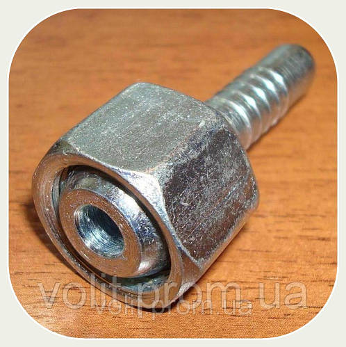 Ниппель сферический 60° под шланг DN12 c несъёмной гайкой (резьба 20х1 ...