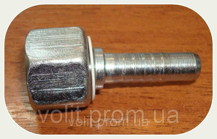 Ниппель сферический 60° под шланг DN12 c несъёмной гайкой (резьба 20х1 ...