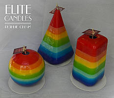 Райдужні Свічки в геометрії від ELITE CANDLES набір 3 свічки