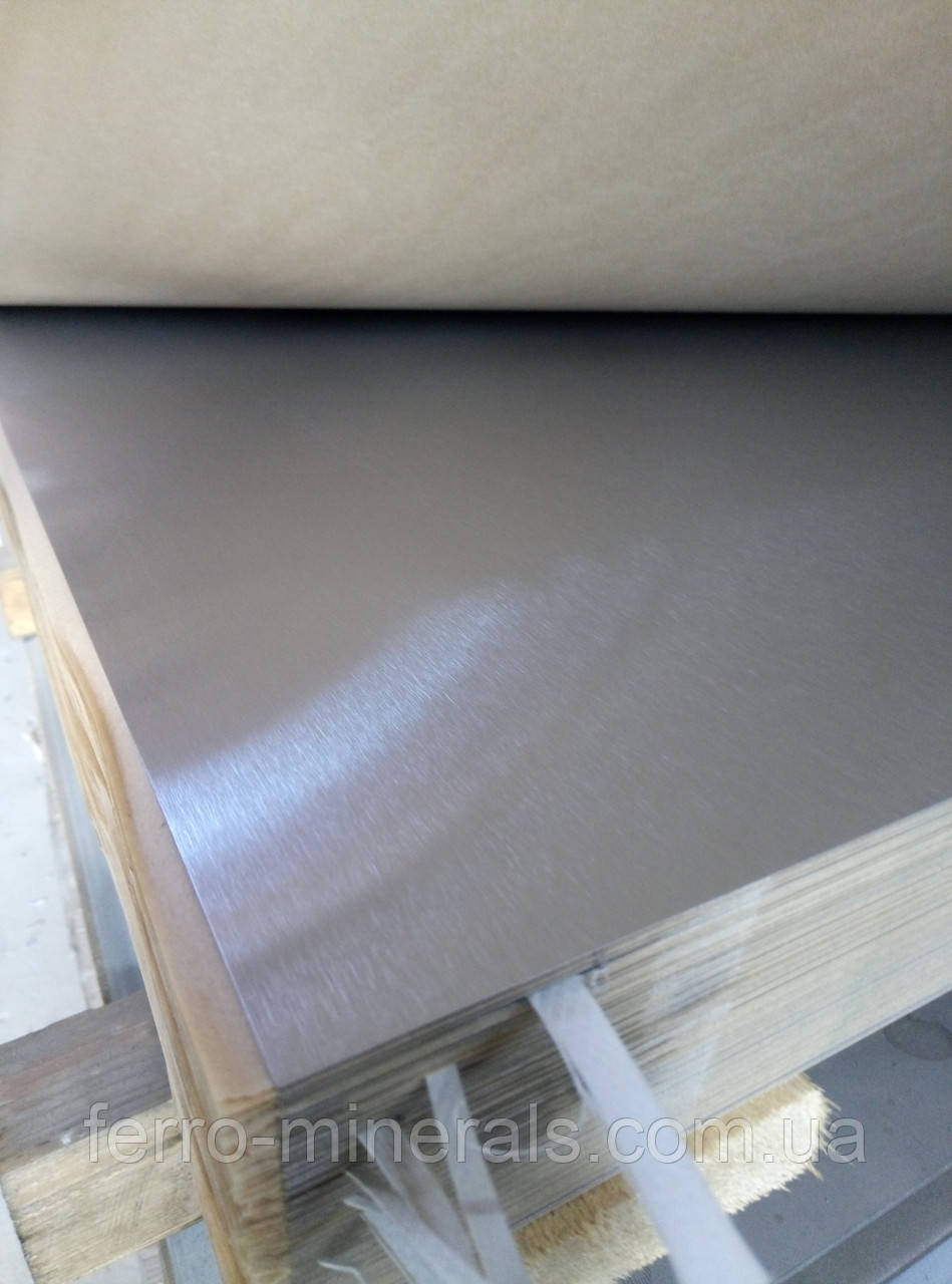 Лист нж 0.8х1250х2500 AISI 201 шліф у плівці 4N+PE