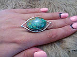 Оригінальне кільце хризоколла в сріблі. Розмір 17,5-18. Індія!, фото 3