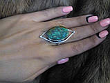 Оригінальне кільце хризоколла в сріблі. Розмір 17,5-18. Індія!, фото 6