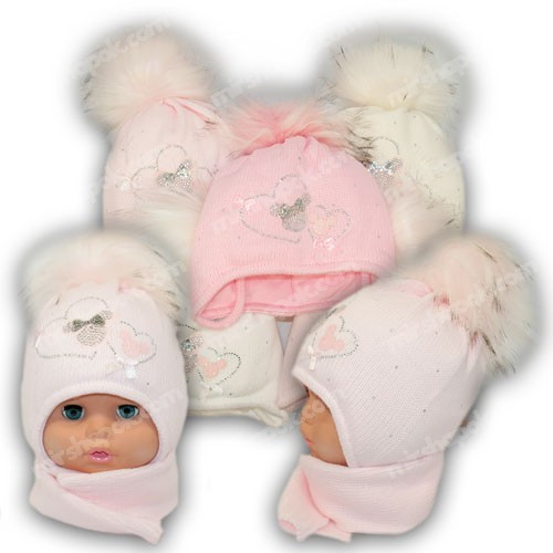 Комплект — шапка та шарф для дівчинки, p. 38-42, Ambra (Польща), утеплювач Iso Soft, C10, фото 1