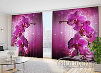3D ФотоШторы "Сливовая орхидея" 2,7м*4,0м (2 полотна по 2,0м), тесьма