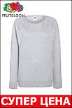Світшот жіночий сірий светр легкий (сіро-ліловий) Lightweight raglan Fruit Of The Loom,2XL, фото 5