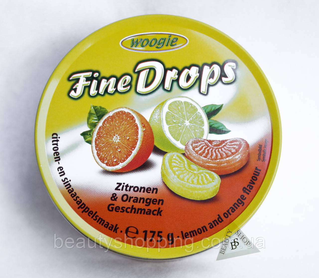 Fine Drops Woogie льодяники зі смаком цитрусових апельсина лимона 175 гр