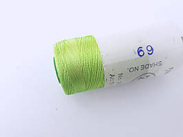 Нитки шовкові віскоза, для ручної і машинної вишивки, для серг-пензликів Індія. Салатовий № 69