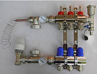 Коллектор для теплого пола в сборе на 5 контуров хромированный Gross