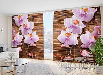 Фото Штори "Орхідеї і дерево" 2,7м*2,9м (2 полотна по 1,45м), тасьма