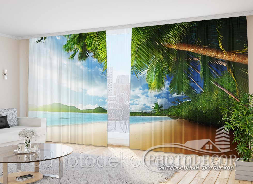Фото Штори "Райський куточок" 2,7м*4,0м (2 полотна по 2,0м), тасьма