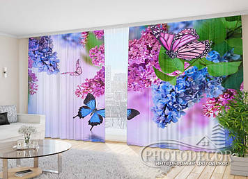 Фото Штори "Бузок і метелики" 2,7м*5,0м (2 полотна по 2,5м), тасьма