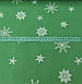 Новогодняя ткань польская белые снежинки на зеленом редкие №345, фото 3