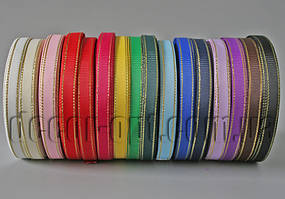 Стрічка репсова із золотим люрексом 0,9 см 25 ярд