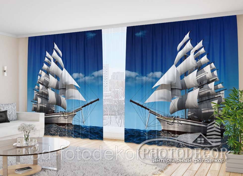 Фото Штори "Вітрильник 1" 2,7*5,0 м (2 полотна по 2,5 м), тасьма