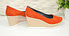 Туфли женские оранжевые замшевые на устойчивой платформе. 36 размер, фото 3