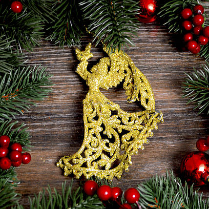 Новорічна прикраса Ангел об'ємне золото 0319, фото 1