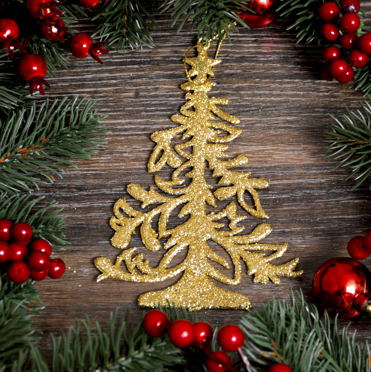 Новорічна прикраса Ялинка завиток золо 0117